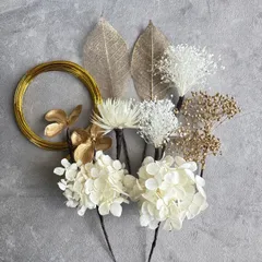 水引入りホワイトゴールド髪飾り　和装　成人式　卒業式