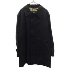 BURBERRY (バーバリー) 裏チェック柄ロングチェスターコート ブラックのサムネイル