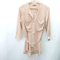 ◇ ⊂ LE SOUK シフォン素材 ウエスト紐付き 長袖 シャツ サイズ38 ライトブラウン レディース E  【1409100047059】