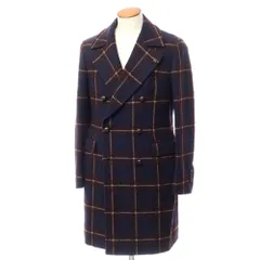 【中古】タリアトーレ TAGLIATORE ウールナイロン チェック ダブルブレストコート ネイビーxブラウン【サイズ48】【メンズ】のサムネイル