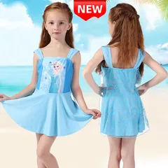 ✨新品✨アナ雪 エルサ コスプレ 水着 子供用 女の子 プリンセス ワンピース 水色 キッズ 女児 可愛い スイムウェア ディズニー風 プール 海水浴 夏 ビーチ フリル付き キラキラ ケープ付き 子ども スイミング 110 120 130 140