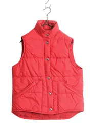 【お得なクーポン配布中!】 70s USA製 筆記体タグ エルエルビーン 中綿 ナイロン ベスト レディース S / 旧タグ ヴィンテージ アウトドア ハイネック 前開き 無地 赤