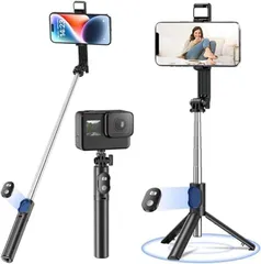 自撮り棒 スマホスタンド自撮り棒 2023最新 三脚自撮り棒 安定性アップ じどり棒 iPhone Android対応 軽量 伸縮 ポータブル スマホ コンパクト セルカ棒 折りたたみ式 最大102cmリモコン付き 携帯スタンド 多機種対応 カメラ セルフィー