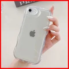 【在庫処分】TPUカバー ウェーブ クリア おしゃれ 韓国 ケース 可愛い iPhone7/8/SE2/SE3ケース 用 アクスタ収納 透明 2020 薄型 軽量 SE 耐衝撃 スマホケース 8/iPhone ワイヤレス充電対応 ストラップホール付き 7/iP
