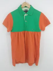 ◇ ◎ TOMMY HILFIGER トミーヒルフィガー 鹿の子 半袖 ポロシャツ サイズM グリーン オレンジ レディース E  【1302060013235】