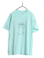 【お得なクーポン配布中!】 90s USA製 ネコ アート イラスト プリント 半袖 Tシャツ メンズ レディース M / オールド シングルステッチ アニマル ヘビーウェイト 企業