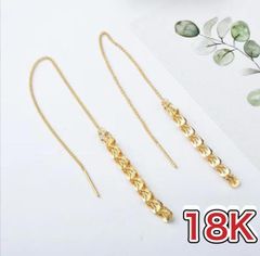 美品【K18YG】アメリカンピアス ベネチアンチェーン スクエア - メルカリ