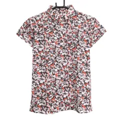 ★特価★【超美品】マスターバニー 半袖ポロシャツ ピンク×オレンジ 花柄 レディース 0(S) ゴルフウェア MASTER BUNNY EDITION