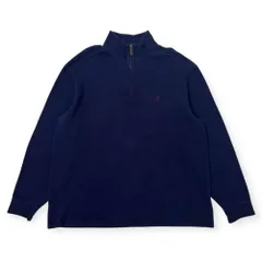 90s Polo by Ralph Lauren ラルフローレン ハーフジップ プルオーバー トレーナー XL/ネイビー メンズ ビンテージ