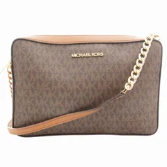 マイケルコース MICHAEL KORS ジェットセット JET SET チェーンショルダーバッグ 斜め掛け クロスボディ スクエア MK柄 ロゴ PVC 茶 ブラウン /GV