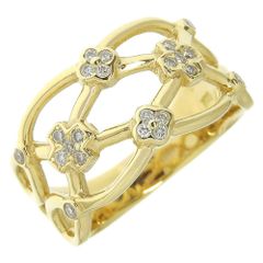 【返品OK】合計0.18ct 天然ダイヤ リング 12号 K18YG 新品仕上げ済み レディース 18K 18金 イエローゴールド 金無垢 オープンワーク【送料無料】【中古】のサムネイル