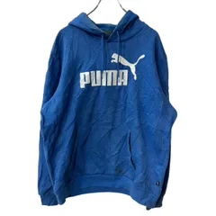 PUMA ロゴスウェット パーカー L ブルー プーマ フーディー 裏起毛 プルオーバー プリント カットソー トップス 冬物 a709-6518