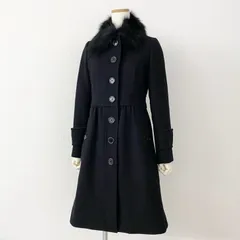 4i4 BURBERRY BLUE LABEL バーバリー ブルーレーベル ファー付き ウールコート ノバチェック 38 ブラック アウターのサムネイル