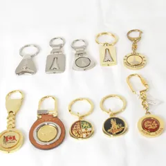 良品『USED』 10個セット キーホルダー メタル ゴールド、シルバー パリ/ロンドン/香港/カナダなど