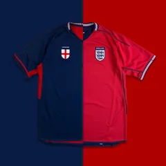 2002/2004 00s Y2K UMBRO アンブロ England イギリス イングランド代表 リバーシブルユニフォーム アウェイジャージー ゲームシャツ Ｖネック 半袖 ネイビー レッド サッカー スポーツ フットボールカジュアル