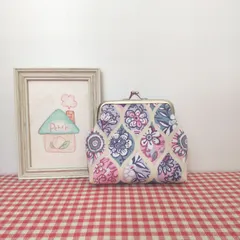 がま口（北欧風＊花柄 モロッカン＊ピンク ブルー系）