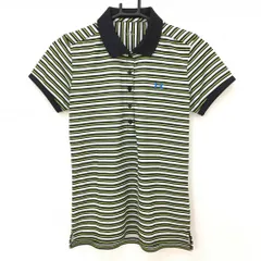 【超美品】アンダーアーマー 半袖ポロシャツ 白×黒 ボーダー 胸ロゴ刺しゅう  レディース MP ゴルフウェア UNDER ARMOUR