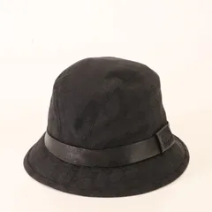 美品 グッチ GGキャンバス レザー バケット ハット 帽子 人気 流行 おしゃれ かっこいい ブラック キャップ メンズ BGB J10-5【中古】のサムネイル