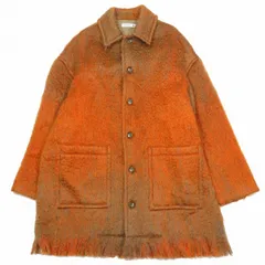エディフィス EDIFICE 別注 × スロー THROW MOHAIR SHAGGY JACKET モヘア シャギージャケット ロング ステンカラーコート フリンジ アウター F オレンジ/11 メンズのサムネイル