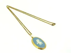 ■美品■ WEDGWOOD ウェッジウッド ジャスパー ネックレス ペンダント アクセサリー ライトブルー系×ゴールド系 DH0532