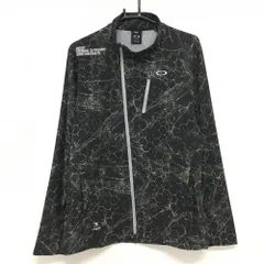 【超美品】オークリー ジャケットブルゾン 黒×グレー 総柄 ストレッチ メンズ L ゴルフウェア Oakley