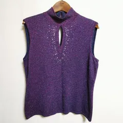 #snc エスカーダ ESCADA カットソー ニット ノースリーブ ラメ ラインストーン 38 紫系 美品 レディース [894924]のサムネイル