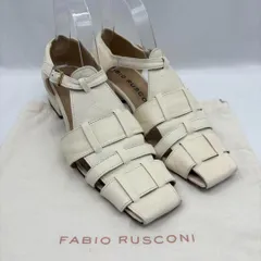 FABIO RUSCONI ファビオルスコーニ グルカサンダル レザー ホワイト ミュール ストラップ 37