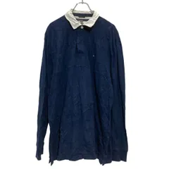 TOMMY HILFIGER 長袖 ポロシャツ 2XL ネイビー トミーヒルフィガー ラガーシャツ 古着卸 アメリカ仕入 a703-5208