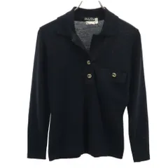 サルヴァトーレフェラガモ 90s イタリア製 ウール100% オールド 長袖 ポロシャツ XS ブラック Salvatore Ferragamo レディースのサムネイル