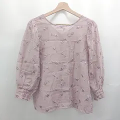 ◇ ⊂ natural couture 前後2WAY チューリップ刺繡 9分丈 シアー ブラウス サイズF ピンクパープル系 レディース E  【1505290027069】