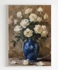 穐月 明 花の絵のある 花瓶 日本画 額装 肉筆 184