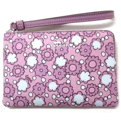【新品 未使用】コーチ ポーチ COACH アウトレット PVC レザー フラワープリント 花柄 コーナー ジップ リストレット CBP28 SVY2I
