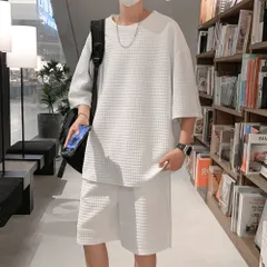 ☆ ホワイト ☆ XLサイズ ☆ セットアップ Tシャツ ハーフパンツ msups328mc メンズ セットアップ ジャージ 上下セット 夏用 五分袖 Tシャツ トップス ハーフパンツ 普段着 ルームウェア ズボン 春夏 半袖Tシャツ 半袖 部屋着