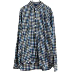 TOMMY HILFIGER 長袖 チェックシャツ L ブルー系 マルチカラー トミーヒルフィガー ボタンダウン 古着卸 アメリカ仕入 a701-5131