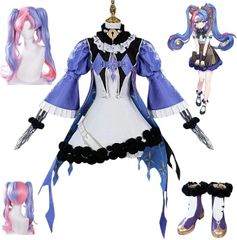 鳴潮 ロココ コスプレ 衣装 洛可可『全セット、アクセサリー、髪飾り付き』ウィッグ&靴 追加購入可 コスチューム ステージ服 Cosplay 文化祭学園祭撮影用 ハロウィン クリスマス イベント