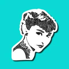 ☆オードリーヘップバーンのスタンプ風シール4種コンプリート