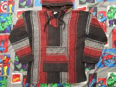 メキシコ製 LA MALINCHE メキシカンパーカー L 赤黒 USA古着