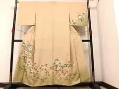 平和屋着物●訪問着　作家物　枝花文　暈し染め　金銀彩　正絹　逸品　AABA1264ph