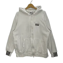 adidas アディダス パーカー フルジップ フ―ディー ワンポイント刺繍 オーバーサイズ ビッグシルエット ベトナム製 Mサイズ ホワイト