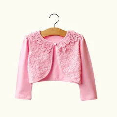 ☆ タイプA×ピンク ☆ 130cm ☆ 女の子 フォーマル 長袖 ボレロ カーディガン gkwear488 子供服 フォーマル 女の子 ボレロ 子ども服 カーディガン 羽織 入園式 入学式 花柄 レース 110 110 120 130 トップス 子供 キッズ