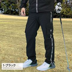 Men's Golf Pants, Golf Wear, GIORNO SEVEN, Cargo Pockets, Ripstop Fabric, Logo Tape, Stylish Brand, Autumn/Winter, Spring/Summer, bt133 1-Black