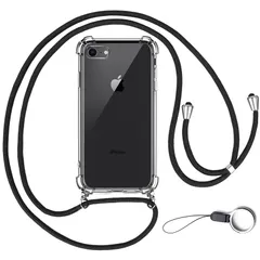 OJBSEN iPhone SE 3/2 用ケース アイフォンSE 第3世代/第2世代 ケース iPhone7/8 用カバー [ストラップ2種付き] 調節可能な ショルダー 肩がけ 首掛け 紐付き 薄型 透明 PC + 軽量 シリコン TPUバンパー [耐…