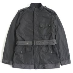 良品□黒タグ エンポリオアルマーニ DAVID LINE スタンドカラー ベルト付 デザインジャケット/ショートジャケット グレー 48 正規品 メンズ