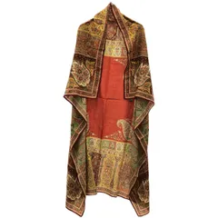 ETRO エトロ ウールシルク ペイズリー大判ストール スカーフ  レッド系