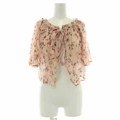 シーバイクロエ SEE BY CHLOE ボレロ カーディガン シアー ショート ギャザー リボン 花柄 38 M 半袖 ピンク /XKのサムネイル