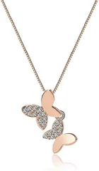 CHLOEOS ネックレス レディース シンプル 人気 5Aジルコニア 大人 可愛い おしゃれ18K金 プレゼント 結婚式 誕生日 記念日 蝶 ピンクゴールド( 蝶 ピンクゴールド)