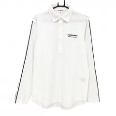 【美品】ジャックバニー 長袖ポロシャツ 白×黒 袖ロゴライン  メンズ 6(XL) ゴルフウェア 2024年モデル Jack Bunny