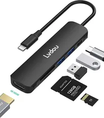 lvdou 互換品USB C ハブ アダプタ 6-in-1 マルチポート Type-C 85W PD充電 4K HDMI Micro SD / SDカードリーダー USB-C 交換アダプタ(Black)