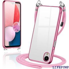 Galaxy A23 5G ケース クリア ショルダー ギャラクシーA23 SC-56C SCG18 スマホケース カバー 透明 TPU 肩掛け 首掛け 斜めかけケース 薄型 耐衝撃 シリコン メッキ加工 TPUバンパー ローズゴールド 1681