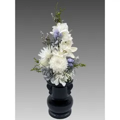 仏花　プリザーブドフラワー 仏壇　お供え　お彼岸　天然素材　お悔み　お盆　新盆　四十九日　ギフト　飾れる　花器付Ｓ